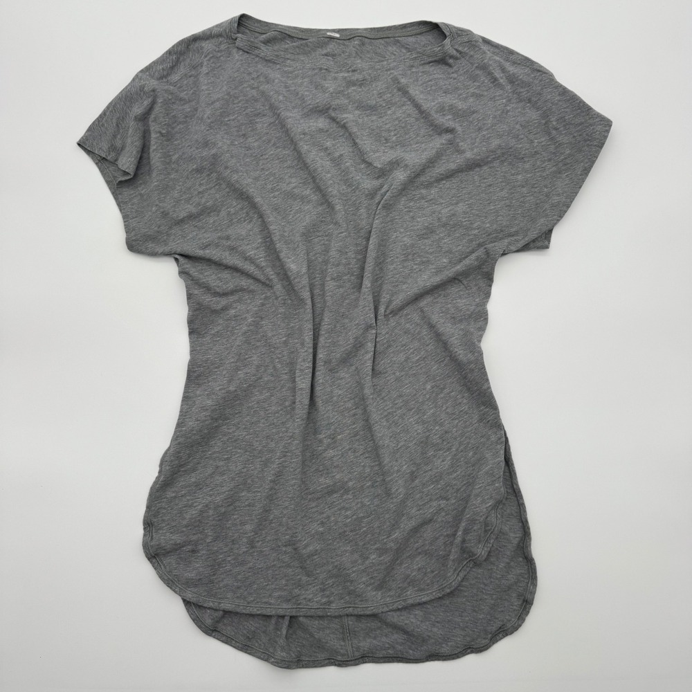 Lululemon Heathered Grey Short Sleeve Tunic Side Story Tee Size 6